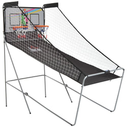 Foldable Basketball Hoop Set with 2 Hoops, 4 Balls and Electronic Score 205x110x205cm