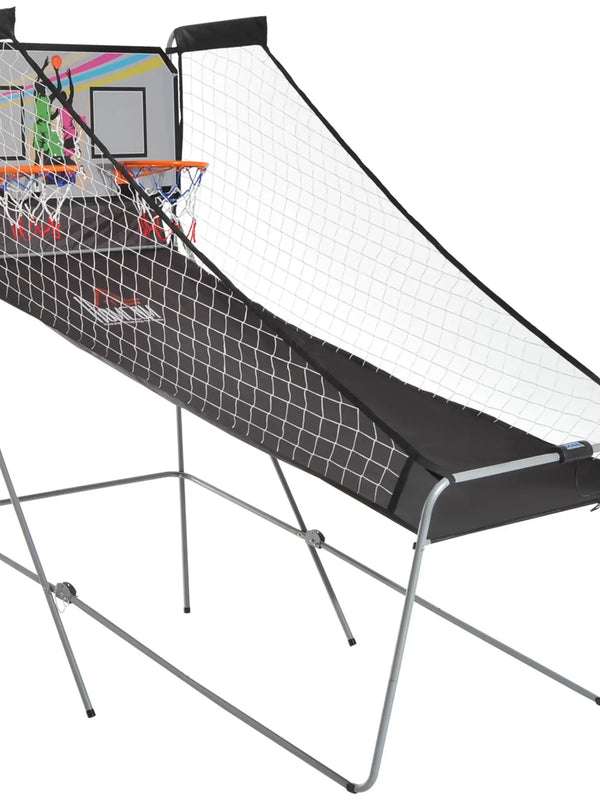 Foldable Basketball Hoop Set with 2 Baskets, 4 Balls and Electronic Scores 205x110x205cm