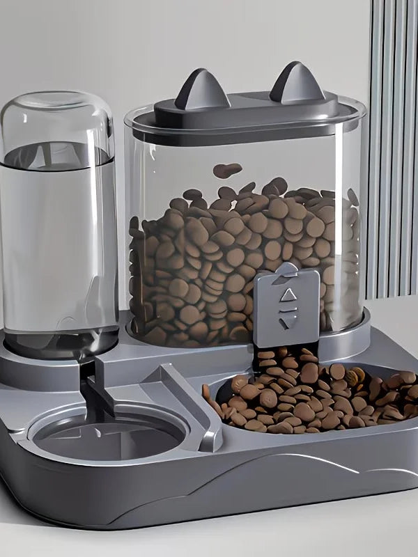 2-in-1 Large Pet Feeder & Water Dispenser, Dry Wet Separation, Durable Plastic, Transparent, No Battery, For Cats Dogs Travel